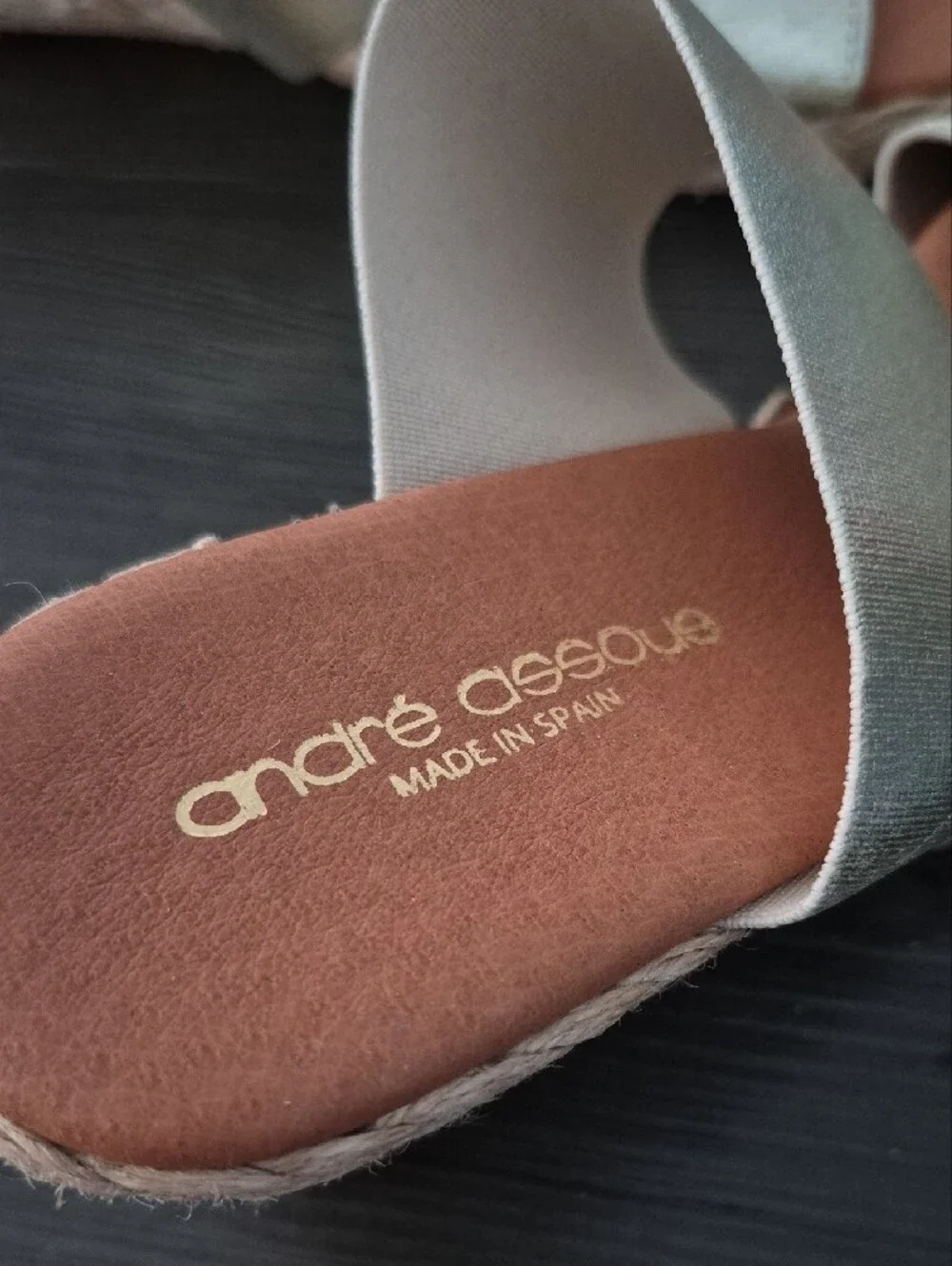 Andre Assous Metallic Champagne Double-Strap Slide Sandals